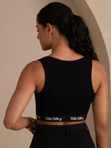 [Black] SilkSilky  Sleeveless Crew Neck Camisole Top 002