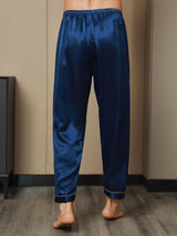 [Dark Blue] SilkSilky  Pure Silk Mens Sleep Bottoms 008,