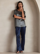 [Dark Gray] SilkSilky  Short Sleeve Round Neck Women's T-Shirt 005
