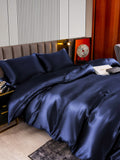 SilkSilky US 22Momme Pure Silk Bedding Set DarkBlue 005