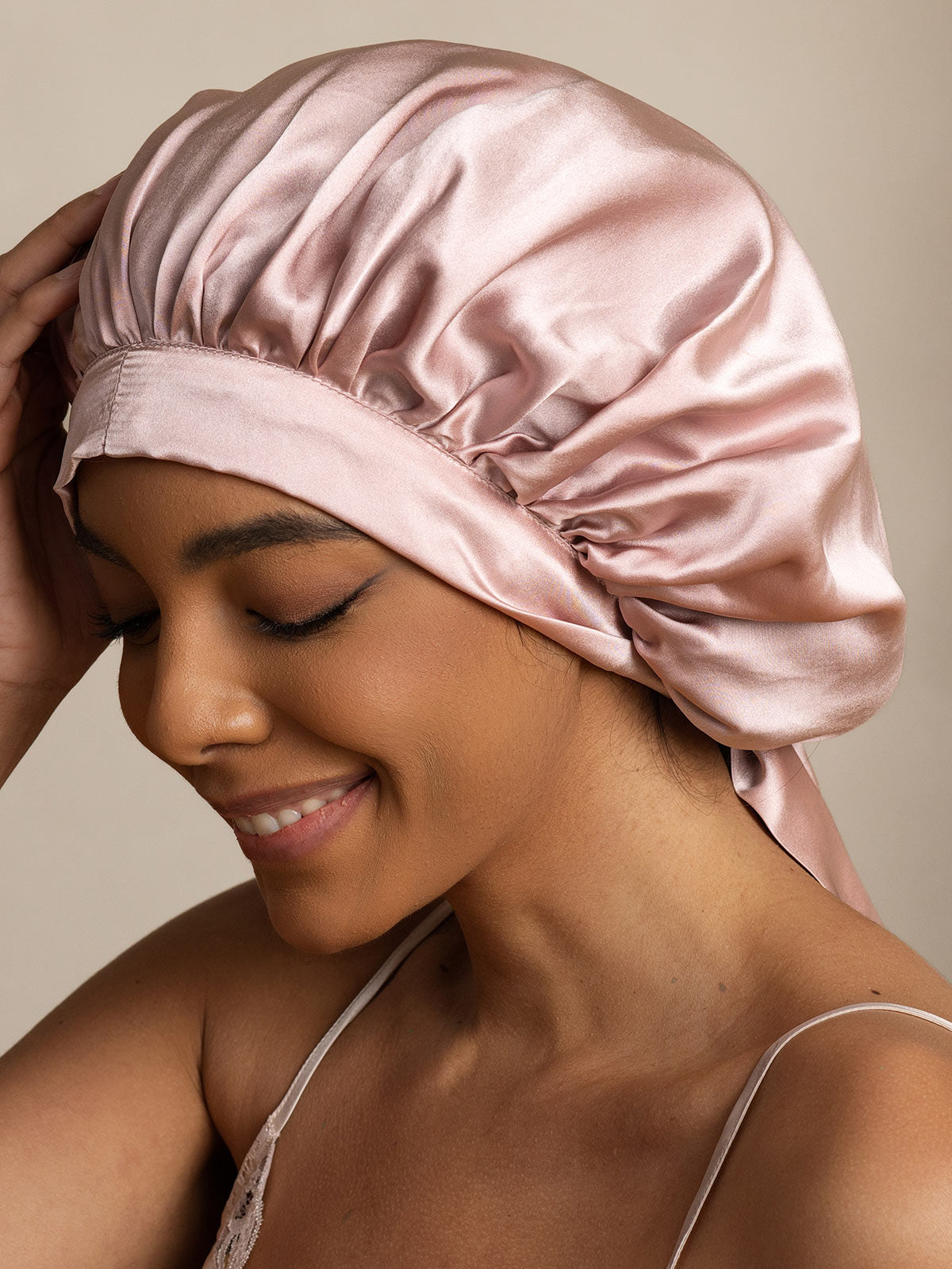 SilkSilky  Pure Silk Sleep Cap Pink 004