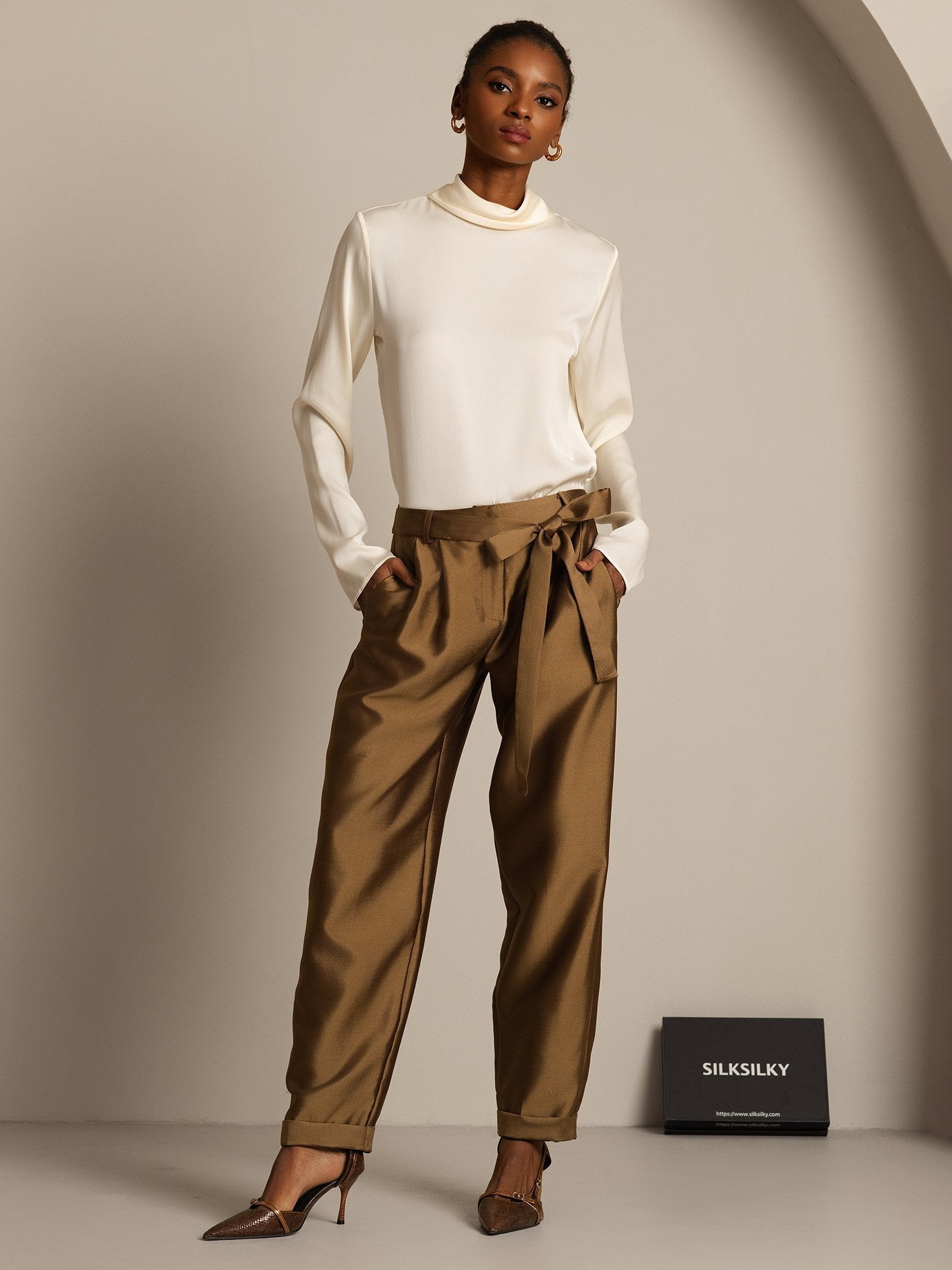 [Bronze] SilkSilky  32Momme Silk Womens Pants 003,