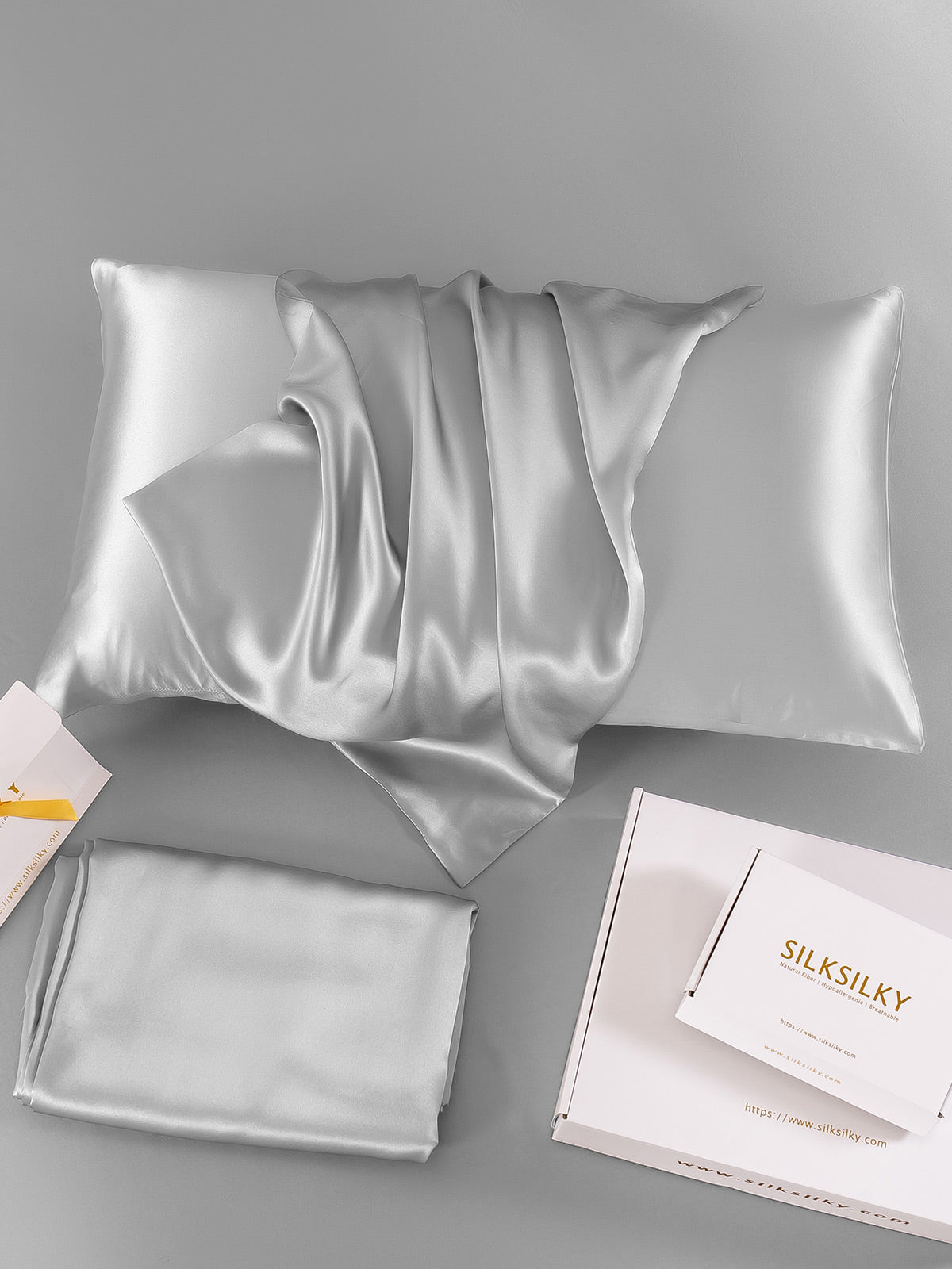 SilkSilky  19Momme Pure Silk Pillowcase Silver 008