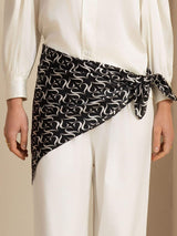Black and white geometric Mulberry silk square scarf, 90x90cm