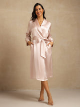 [Pink] SilkSilky  Pure Silk Collar Women's Robe 001,