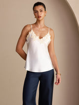 [White] SilkSilky Spaghetti Strap V Neck Camisole Top 003