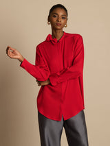 [Wine] SilkSilky 19Momme Silk Long Sleeve Collar Blouse 003