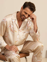 [Champagne] SilkSilky  Long Sleeve Notch Collar Men's Pajamas 006