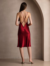 [Wine] SilkSilky  Spaghetti Strap Scoop Neck Dress 002