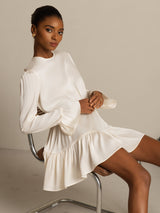 [Sea Pearl] SilkSilky  19Momme Silk Long Sleeve Round Neck Dress 007
