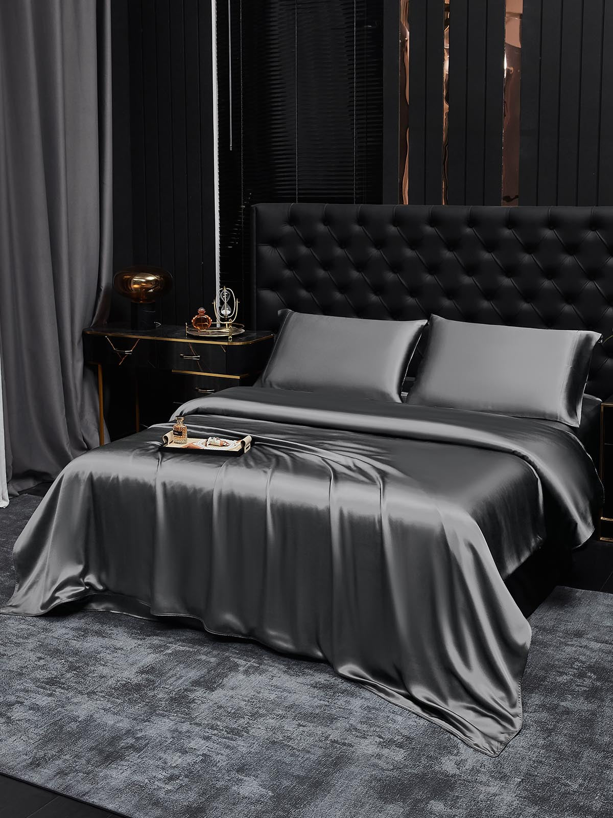 [Dark Gray] SilkSilky  19Momme Pure Silk Bedding Set 001