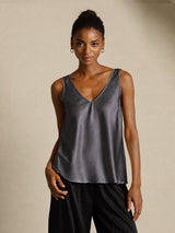 [Dark Gray] SilkSilky  Sleeveless V Neck Camisole Top 001