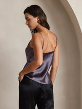 [Purple Gray] SilkSilky  Spaghetti Strap V Neck Camisole Top 002