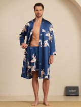 [Dark Blue] SilkSilky 19Momme Long Sleeve Mens Pajamas 003