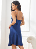 SilkSilky US Pure Silk 3/4 Sleeve Nightgown&Robe Set DarkBlue 006