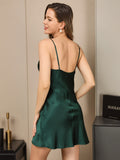 SilkSilky US Pure Silk Sleeveless Cowl Neck Nightgown DarkGreen 002