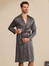[Black Ginkgo] SilkSilky Long Sleeve Mens Robe 003