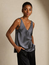 [Dark Gray] SilkSilky  Sleeveless V Neck Camisole Top 007
