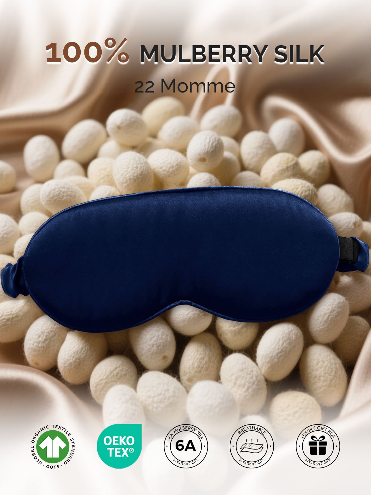 [DarkBlue] SilkSilky 22Momme Pure Silk Eye Mask 002
