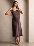 SilkSilky  Pure Silk Sleeveless Round Neck Dress Coffee 006