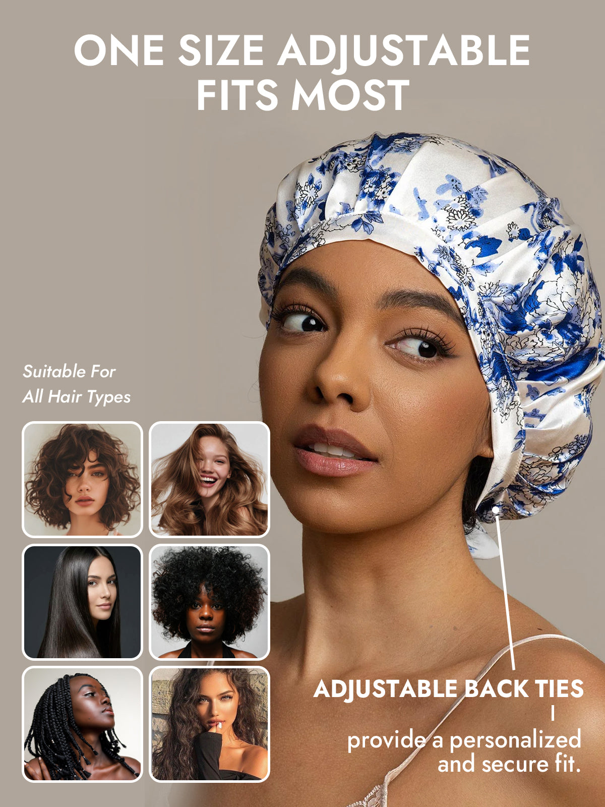 [Blue and White Porcelain] SilkSilky  Pure Silk Sleep Cap 006