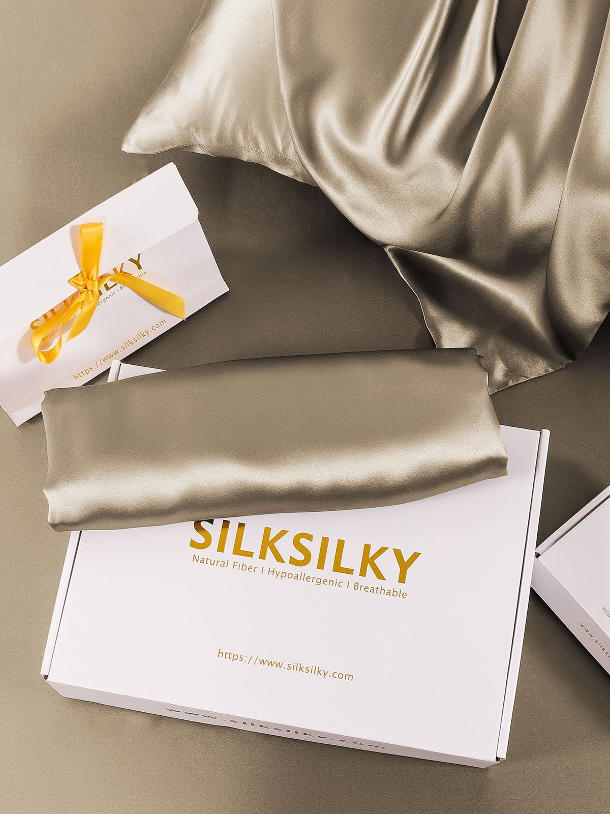 [Khaki] SilkSilky  22Momme Pillowcase 004