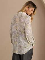[Sage Blossom] SilkSilky Long Sleeve Lapel Collar Blouse 002