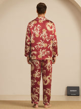 [Wine Dragon] SilkSilky  Long Sleeve Notch Collar Men's Pajamas 002