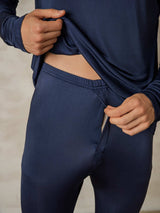 [Dark Blue] SilkSilky  Long Sleeve Round Neck Men's Long Johns 005
