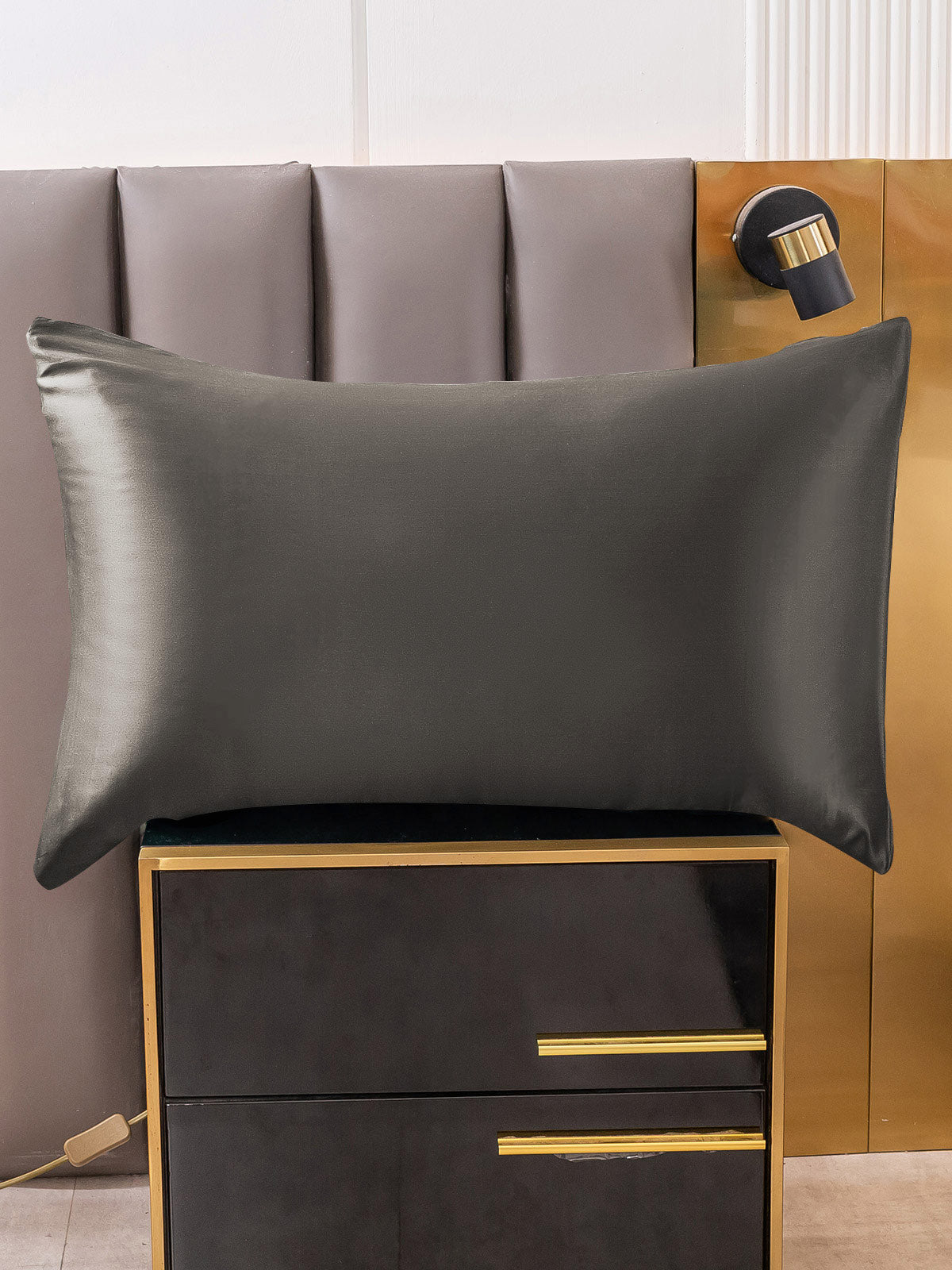 SilkSilky US 30Momme Pure Silk Pillowcase DarkGray 004