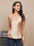 SilkSilky  Pure Silk Sleeveless V Neck Camisole Top Champagne 004