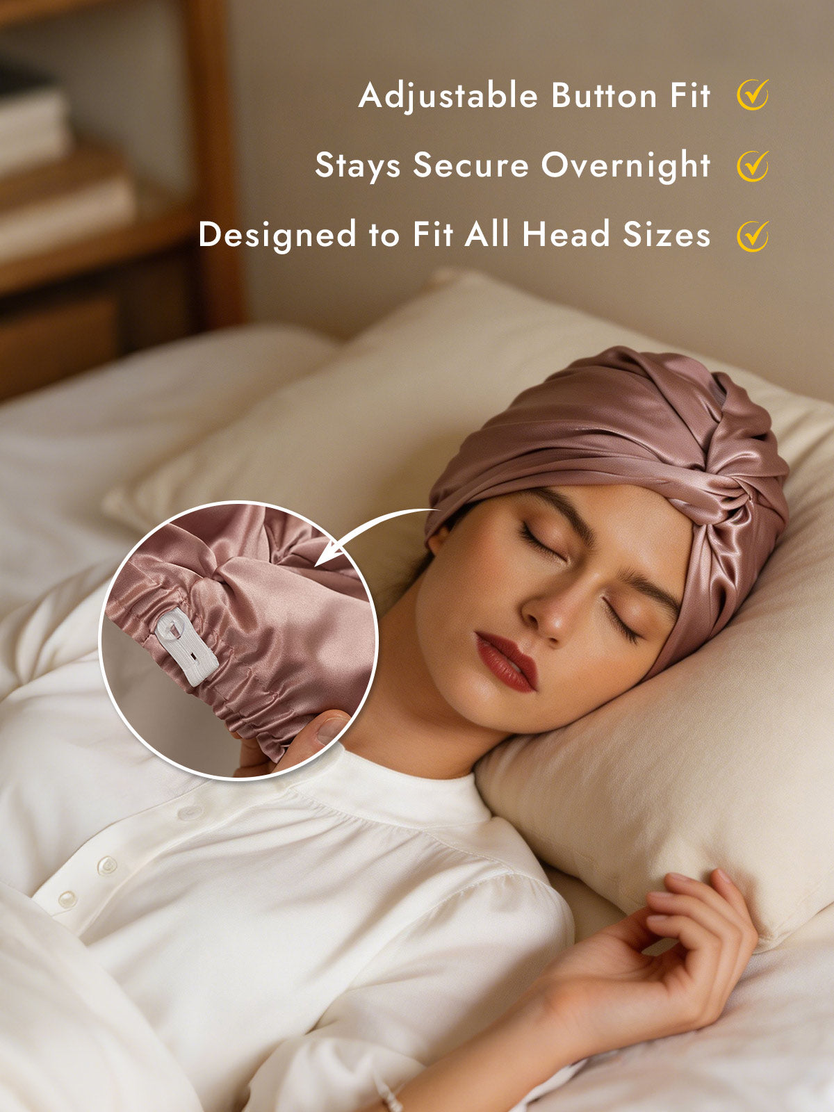 [Pale Mauve] SilkSilky  22Momme Pure Silk Sleep Cap 002