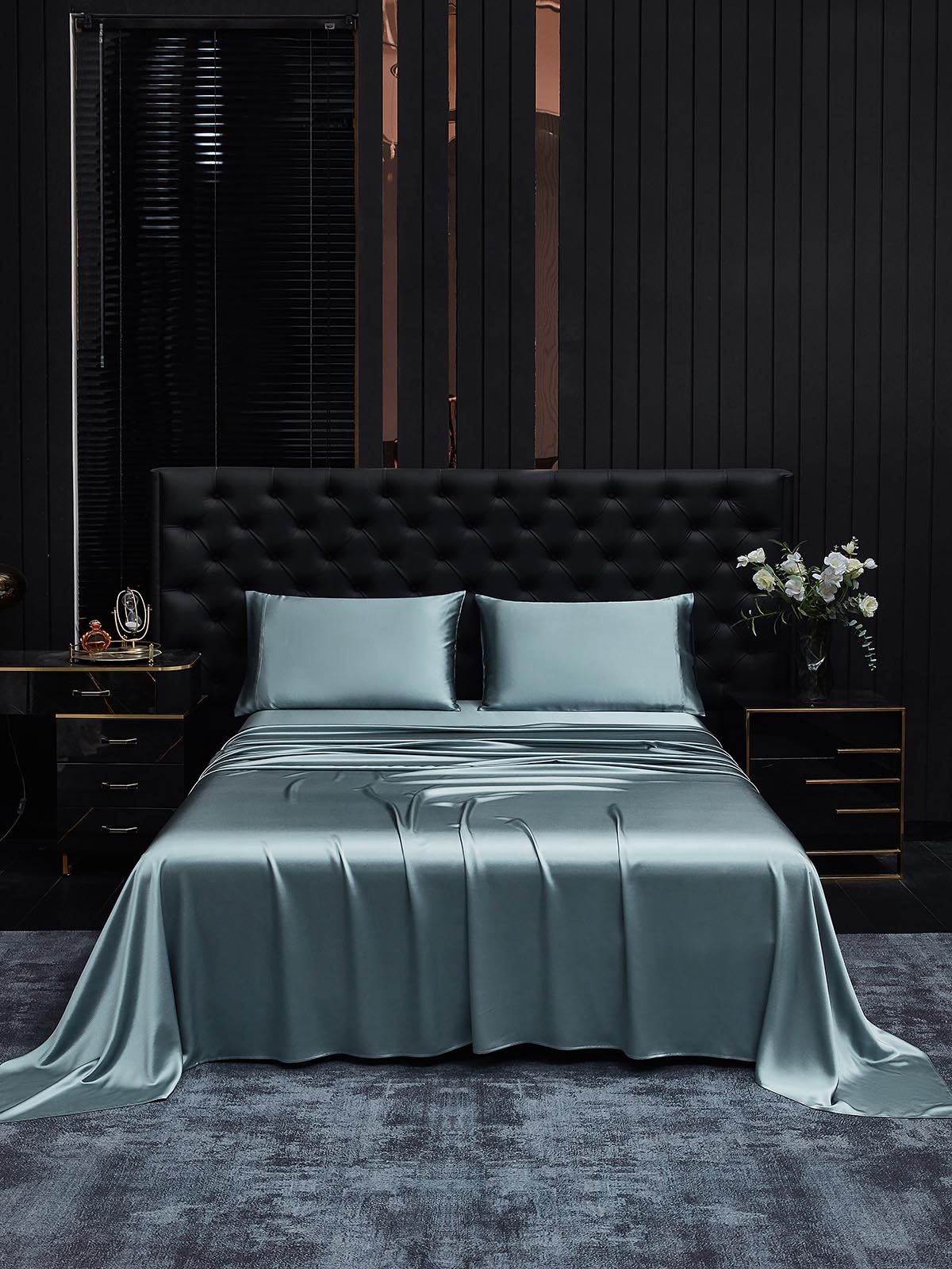 [Grayish Blue] SilkSilky  22Momme Pure Silk Bedding Set 001