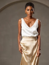 [White] SilkSilky  Sleeveless V Neck Camisole Top 004