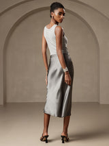 [Dark Gray] SilkSilky  Skirt 002
