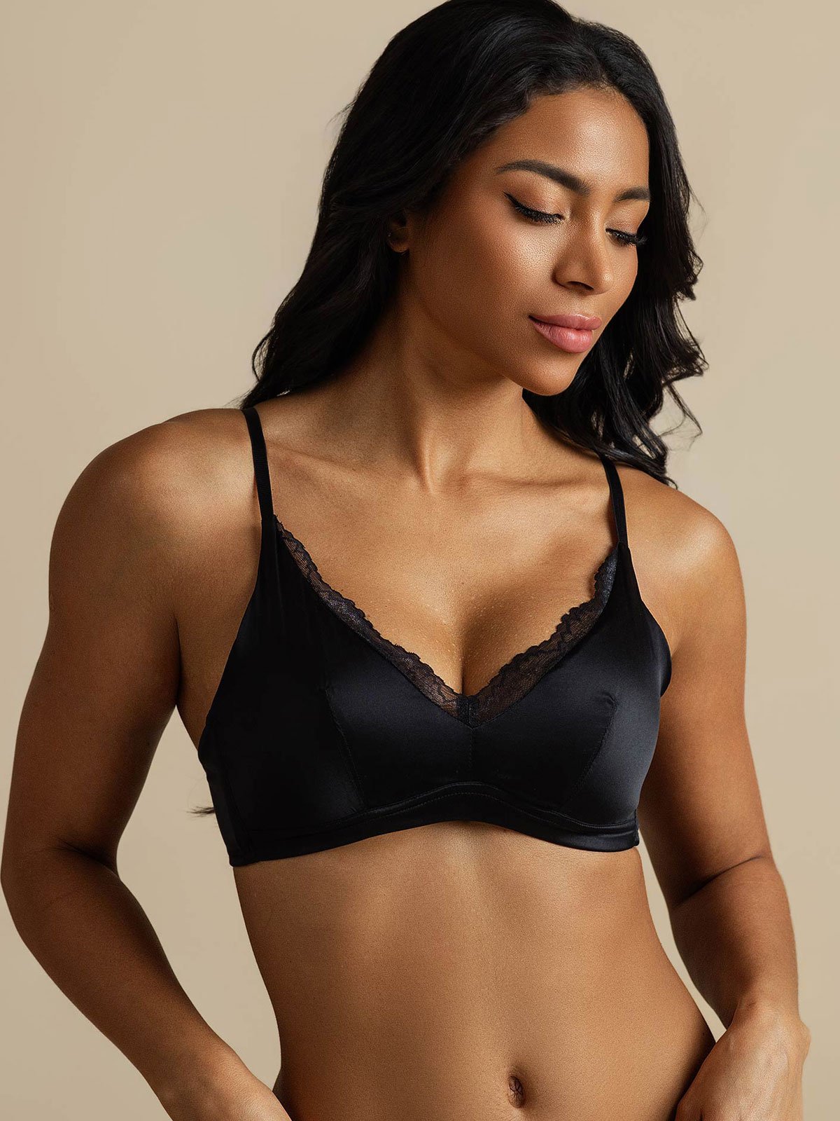 [Black] SilkSilky Pure Silk Bra 006