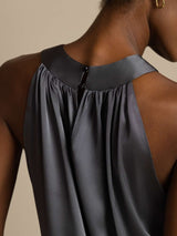 [Dark Gray] SilkSilky  Sleeveless Halter Women's T-Shirt 004