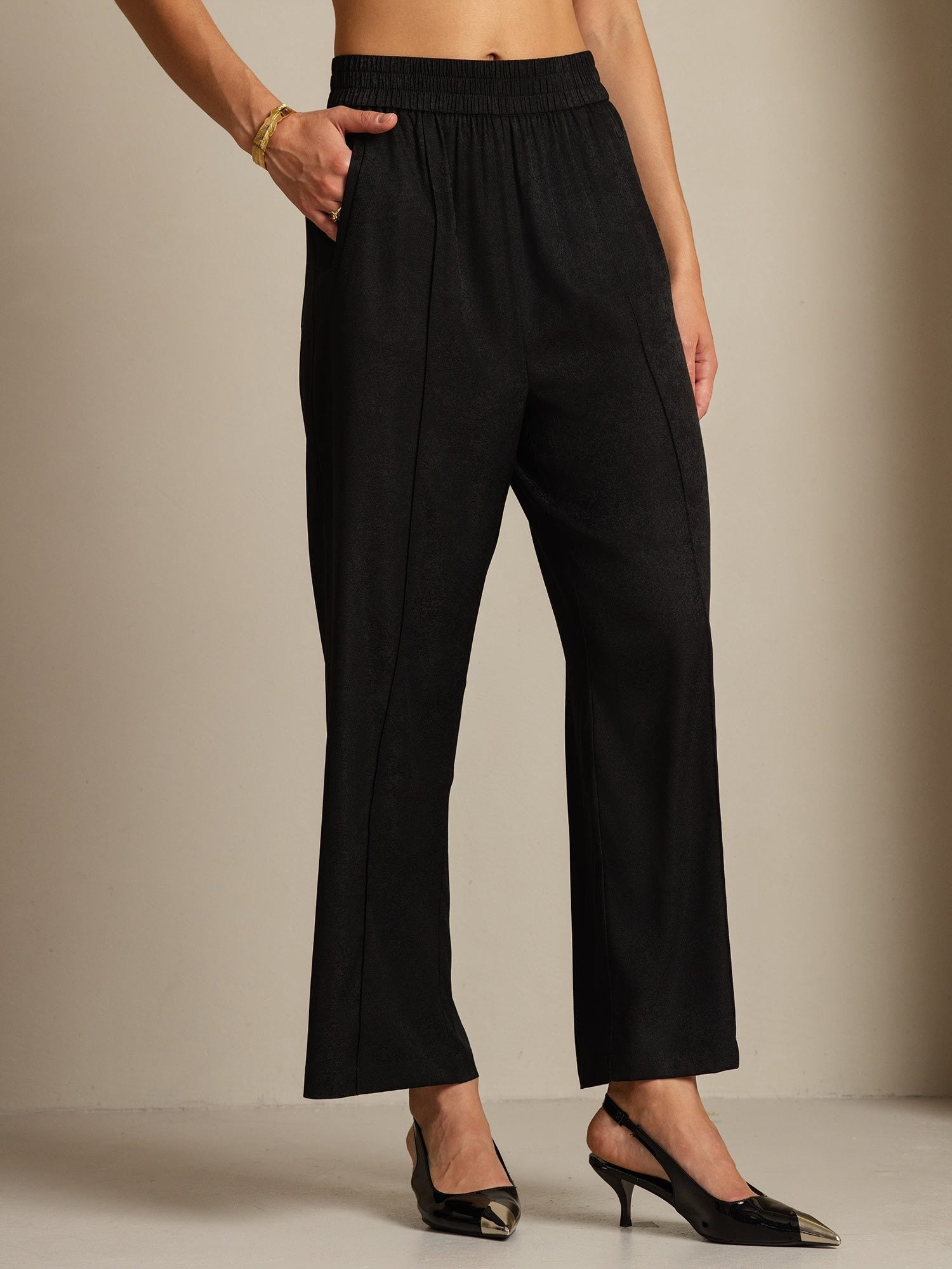 [Black] SilkSilky 22Momme Silk Womens Pants 007