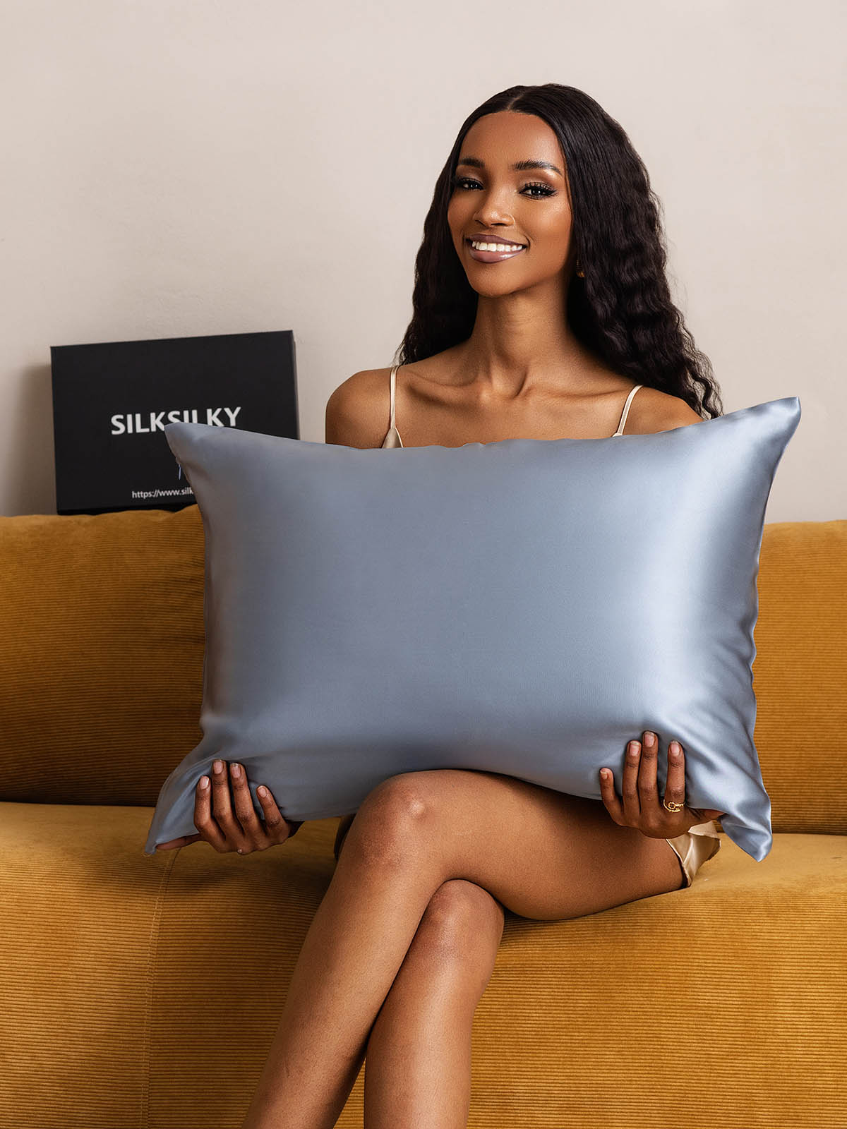 [Grayish Blue] SilkSilky  22Momme Pillowcase 001
