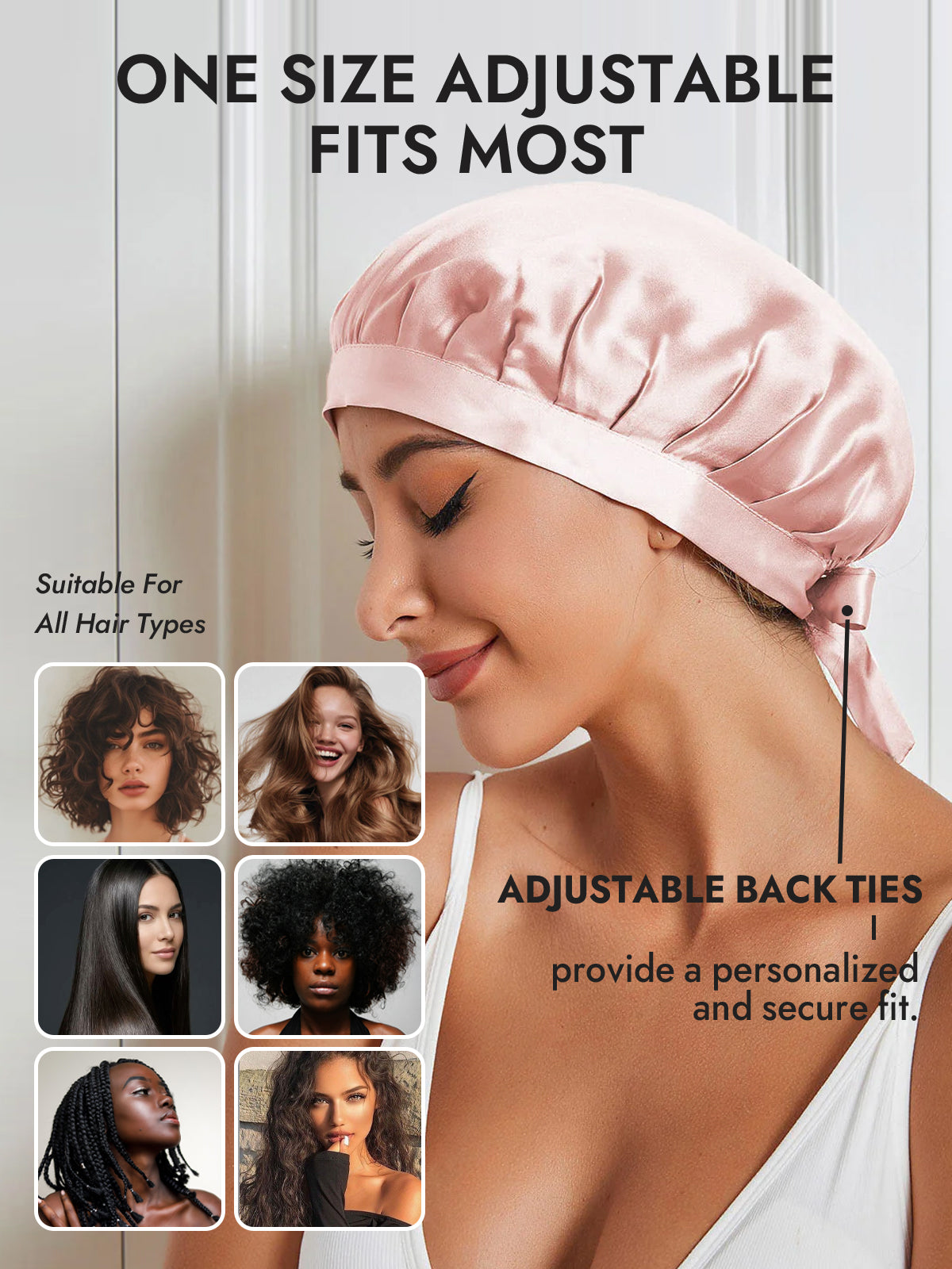 [Pink] SilkSilky  Pure Silk Sleep Cap 006