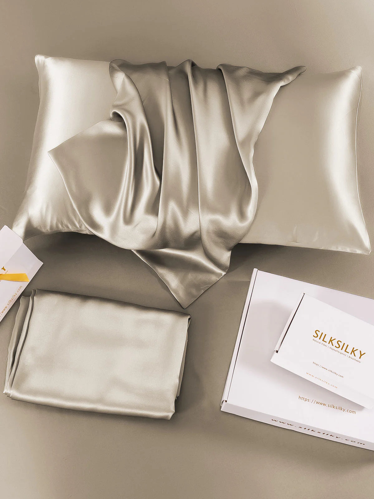 [Khaki] SilkSilky  19Momme Pure Silk Pillowcase 004