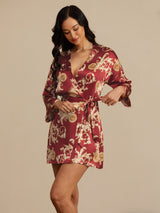 [Wine Dragon] SilkSilky  3/4 Sleeve Women's Robe 005