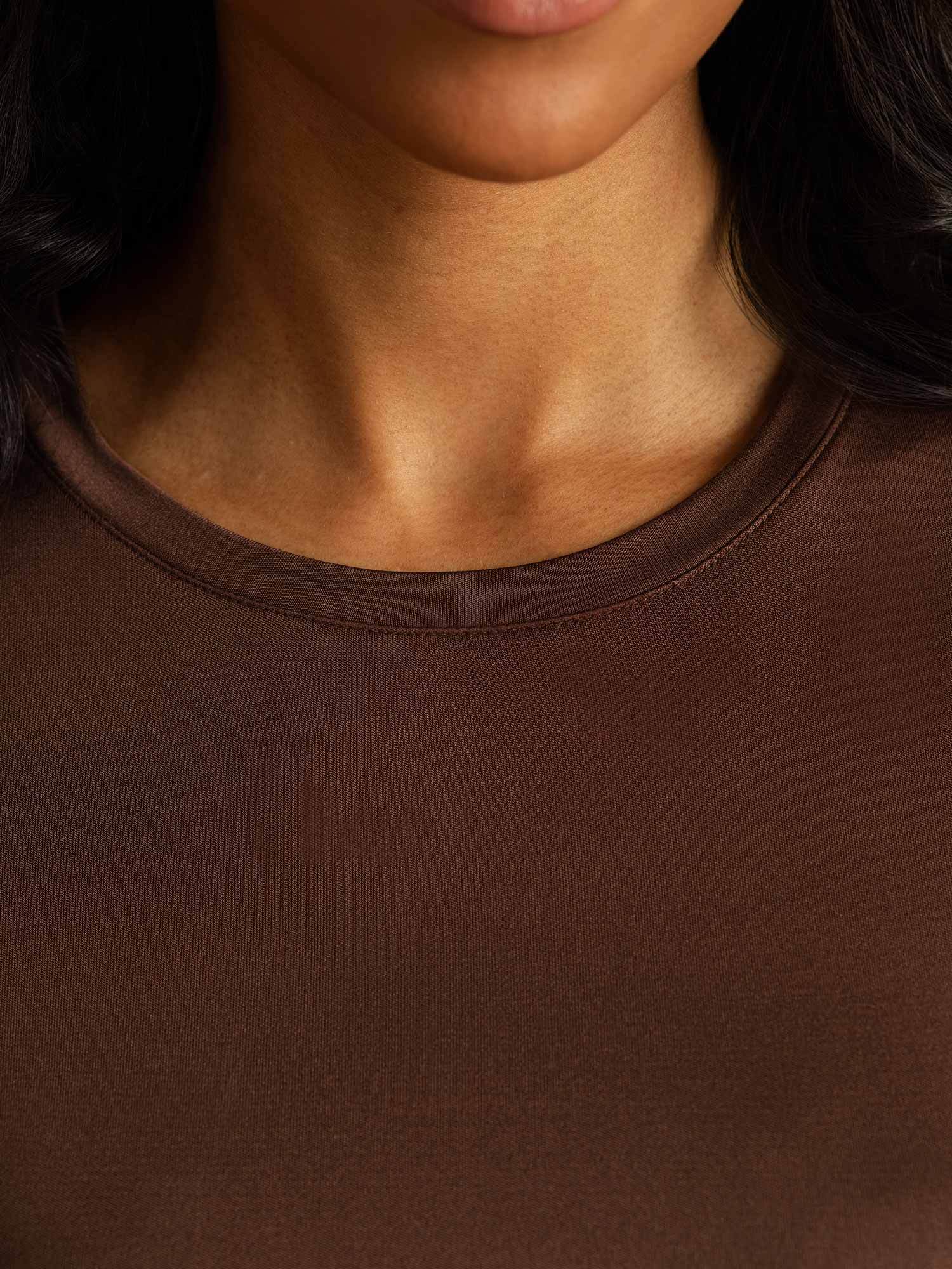 [Coffee] SilkSilky  Pure Silk Womens T-Shirt 004