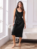 SilkSilky US Pure Silk Sleeveless Boat Neck Dress Black 003