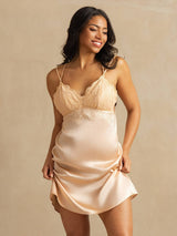 [Light Pink] SilkSilky  Spaghetti Strap V Neck Nightgown 003