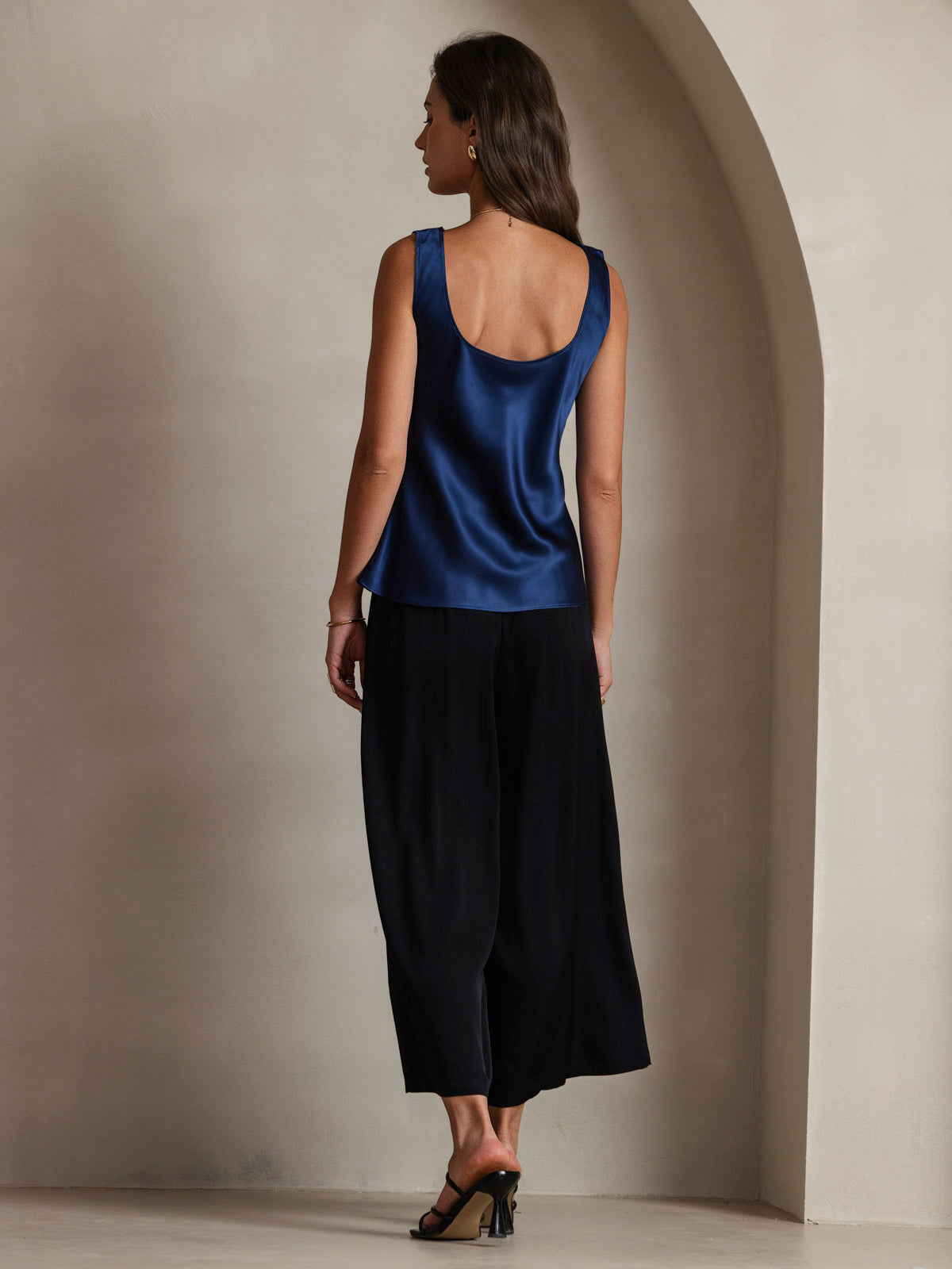 [Dark Blue] SilkSilky  Pure Silk Wrap Camisole Top 002