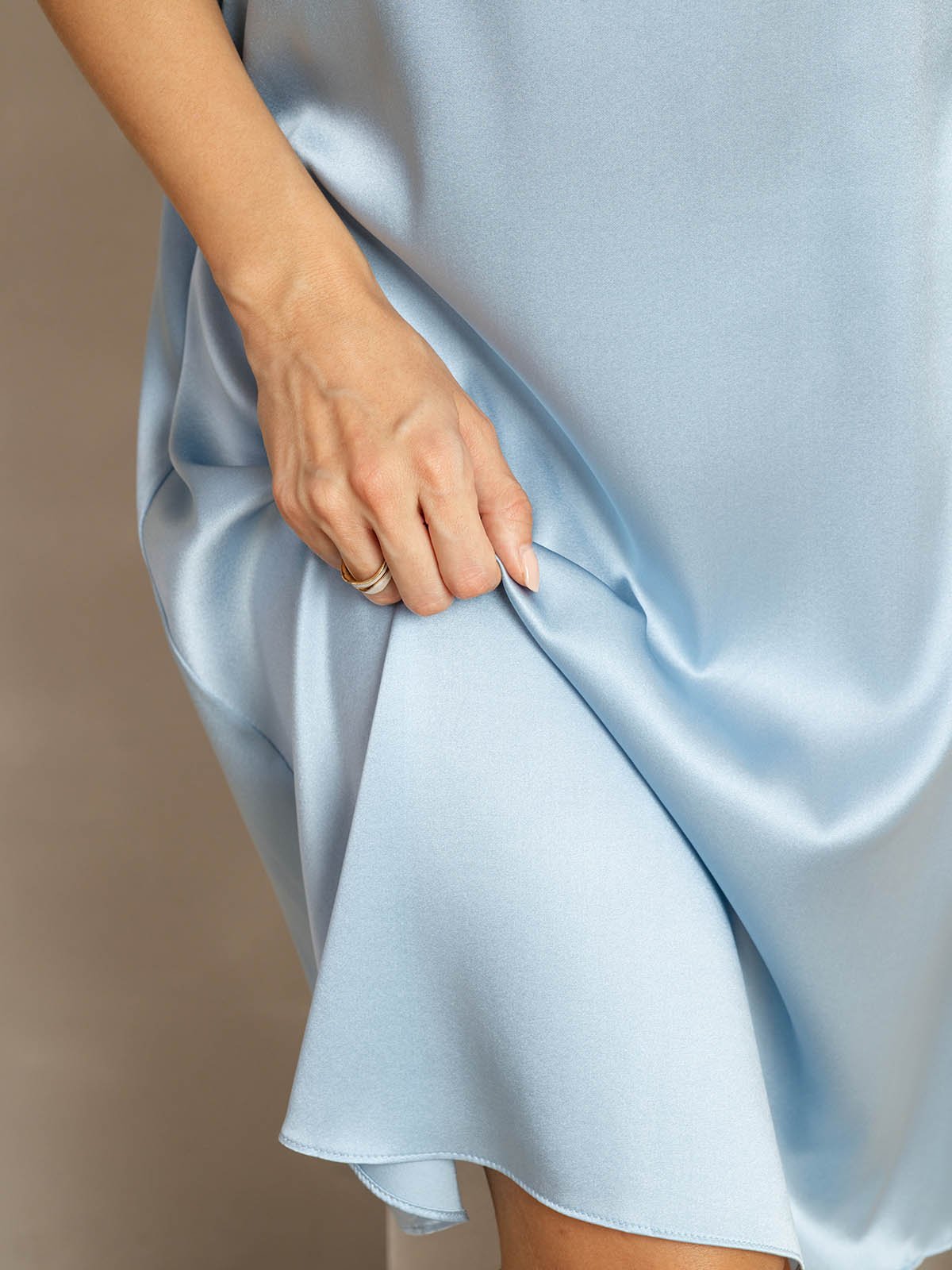 [Grayish Blue] SilkSilky  19Momme Silk Square Neck Dress 007