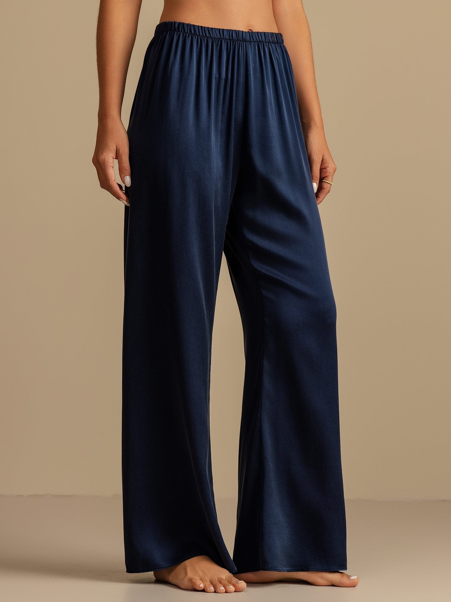 [Dark Blue] SilkSilky  19Momme Silk Womens Sleep Bottoms 001,