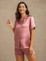 [Pale Mauve] SilkSilky  Short Sleeve Notch Collar Women's Pajamas 007