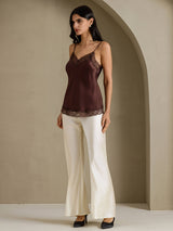 [Brown] SilkSilky  Spaghetti Strap V Neck Camisole Top 009